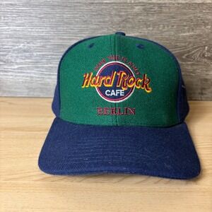 Vintage Hard Rock Cafe Cap Snap Back Green Blue Berlin Colorblock Adjustable
